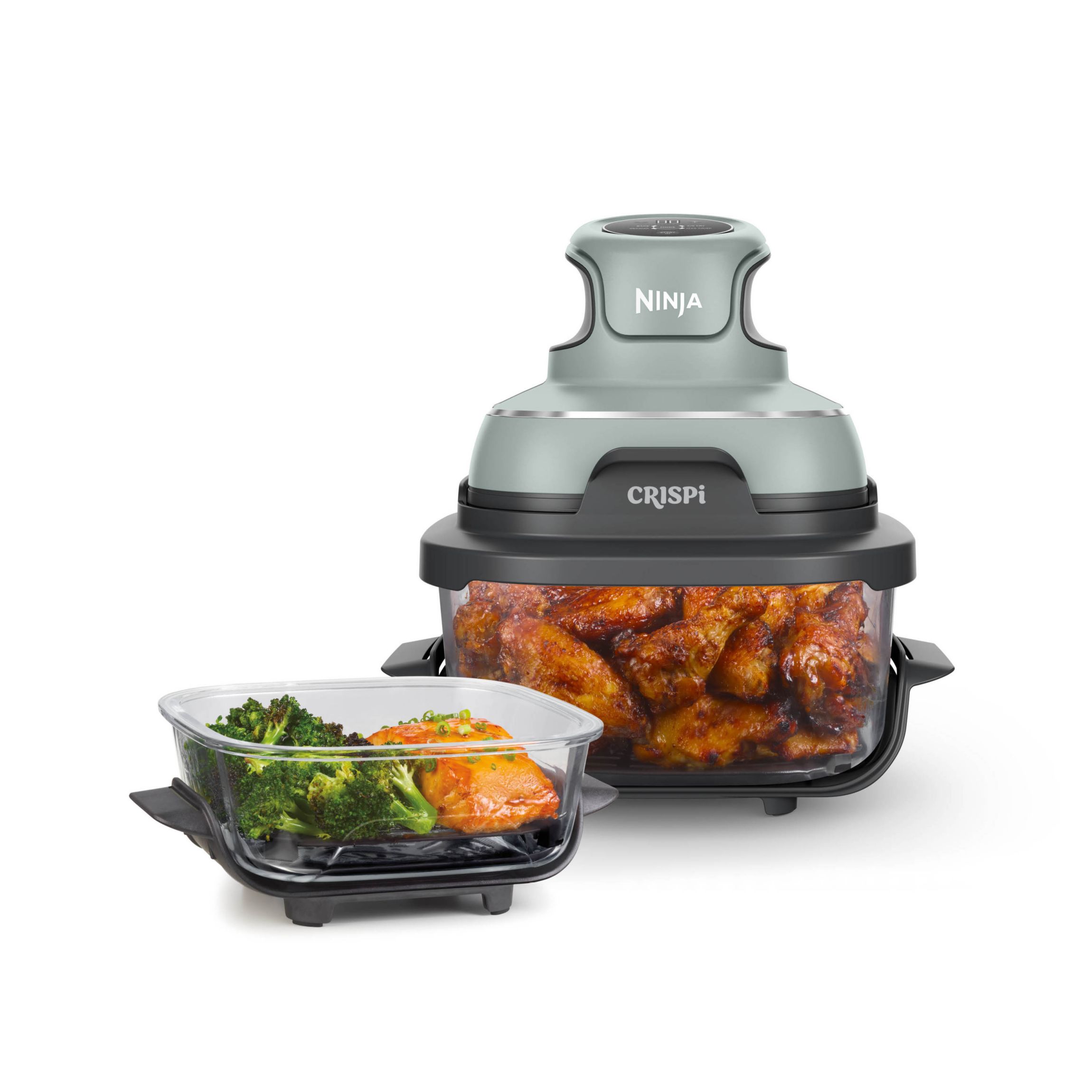 Crispi 4-in-1 Portable Glass Air Fryer Cooking System, Sage