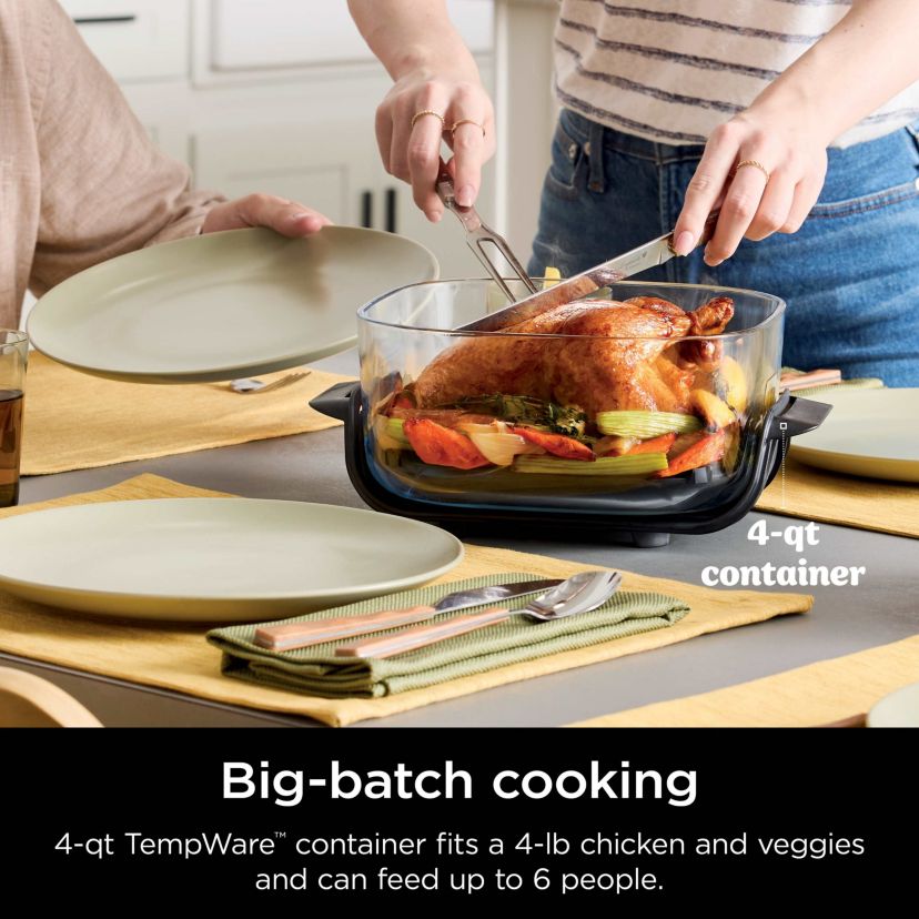 Crispi 4-in-1 Portable Glass Air Fryer Cooking System, Sage
