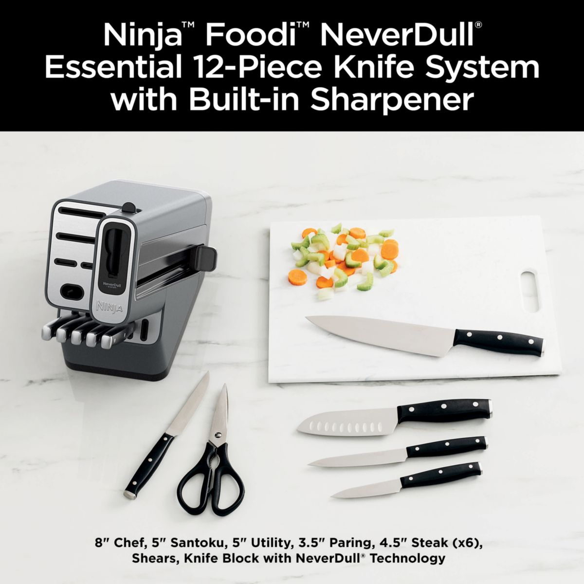 Foodi NeverDull Essential 12pc Knife System with Built-in Sharpener