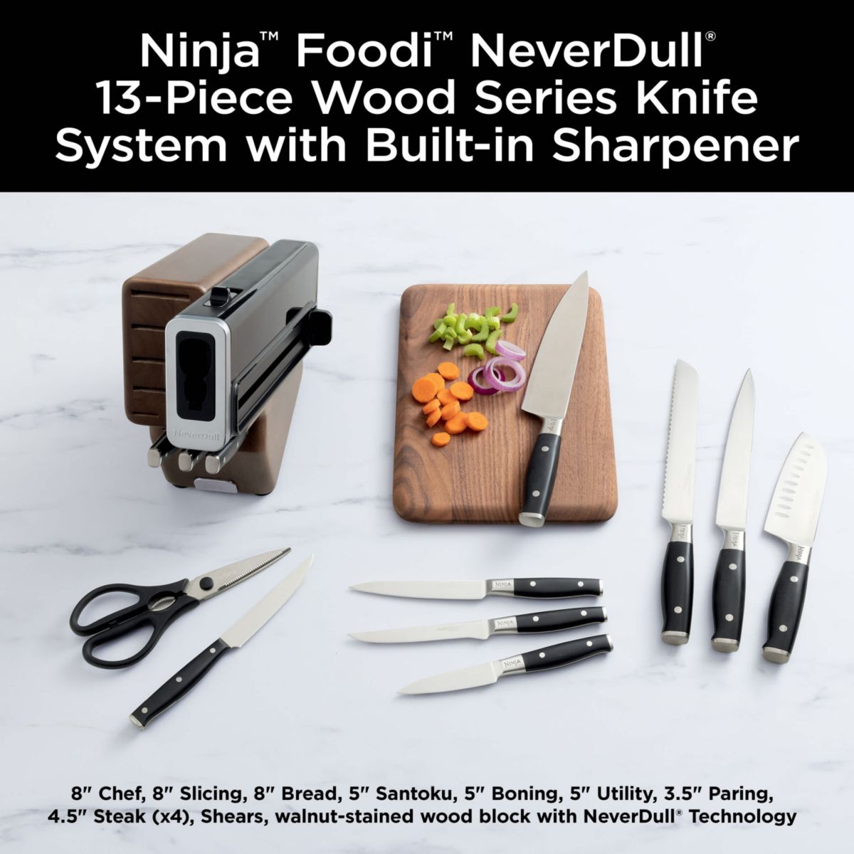 Foodi NeverDull Premium Knife System 13 Piece Set - Wood Series