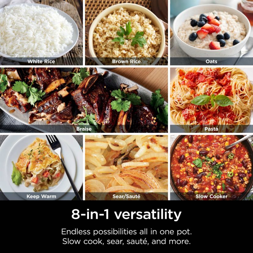 Foodi Everyday Possible Cooker Pro, 8-in-1 Versatility, 6.5 QT, One-Pot Cooking, Seasalt Grey