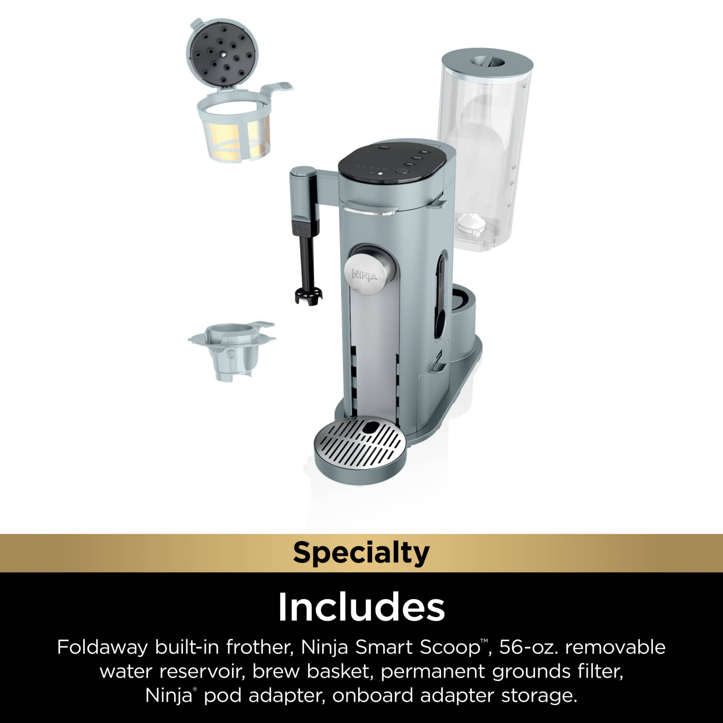 Single-Serve Pods & Grounds Specialty Coffee Maker, Glacier Blue