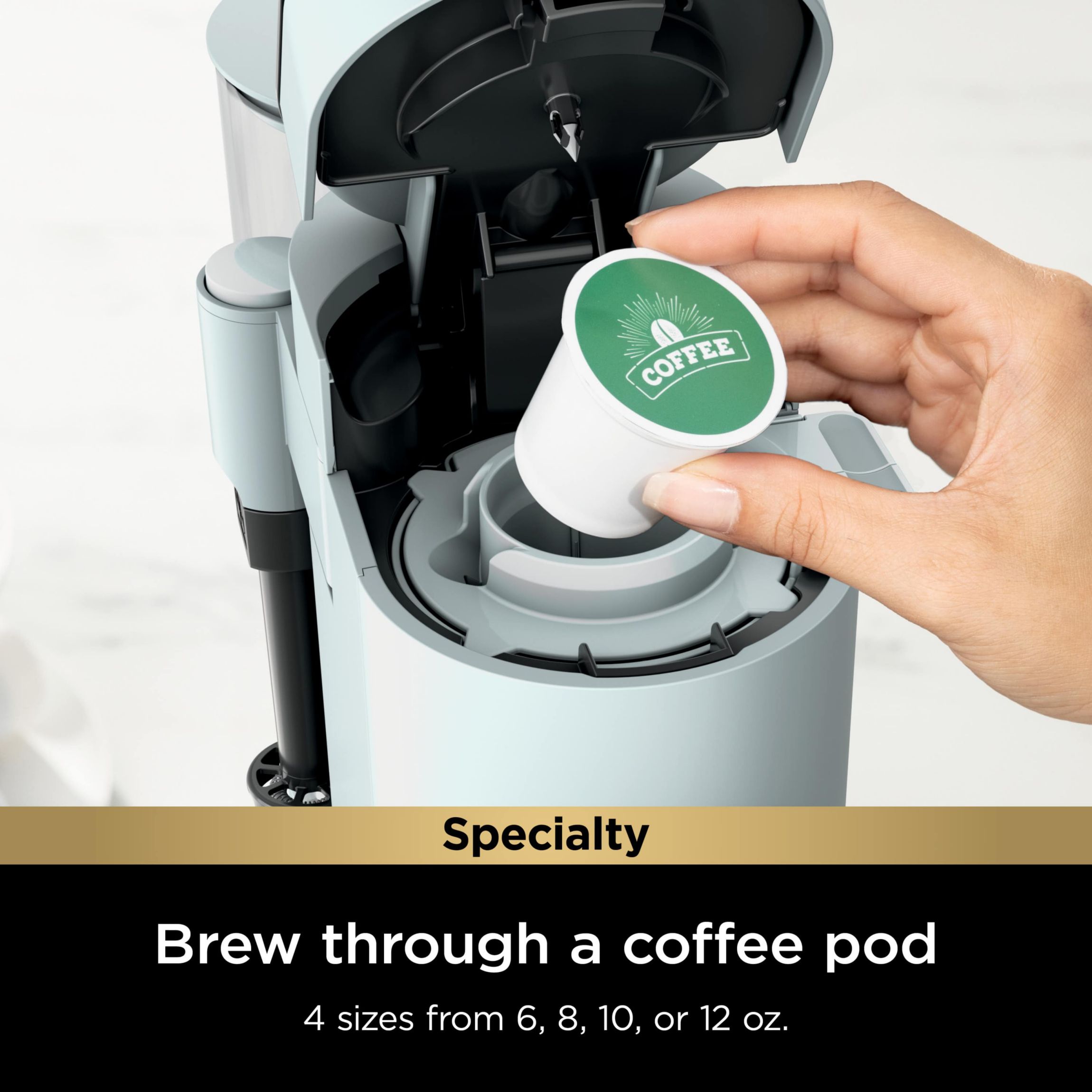 Single-Serve Pods & Grounds Specialty Coffee Maker, Glacier Blue