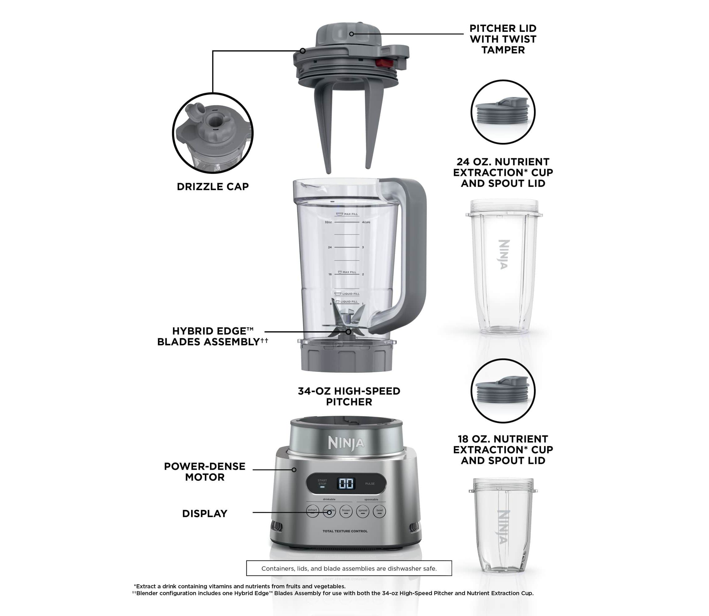 TWISTi, HIGH-SPEED Blender DUO, Built-in Twist Tamper, Hybrid-Edge Blades Assembly, 5 Present Auto-iQ Programs, Gray