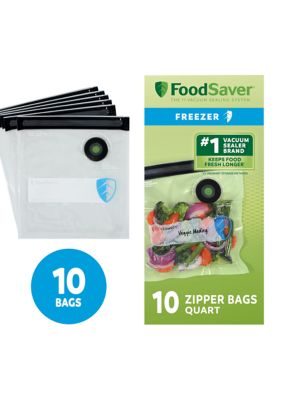 FoodSaver Freezer Quart Reusable Zipper Bags 10 Count