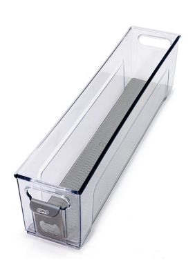 Glass Bottle Bin with Stainless Steel Bottle Opener