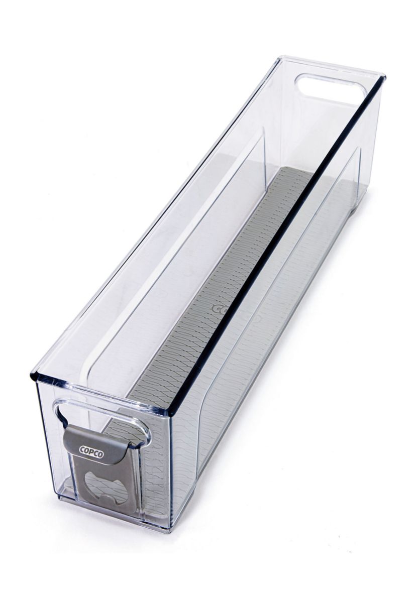 Glass Bottle Bin with Stainless Steel Bottle Opener