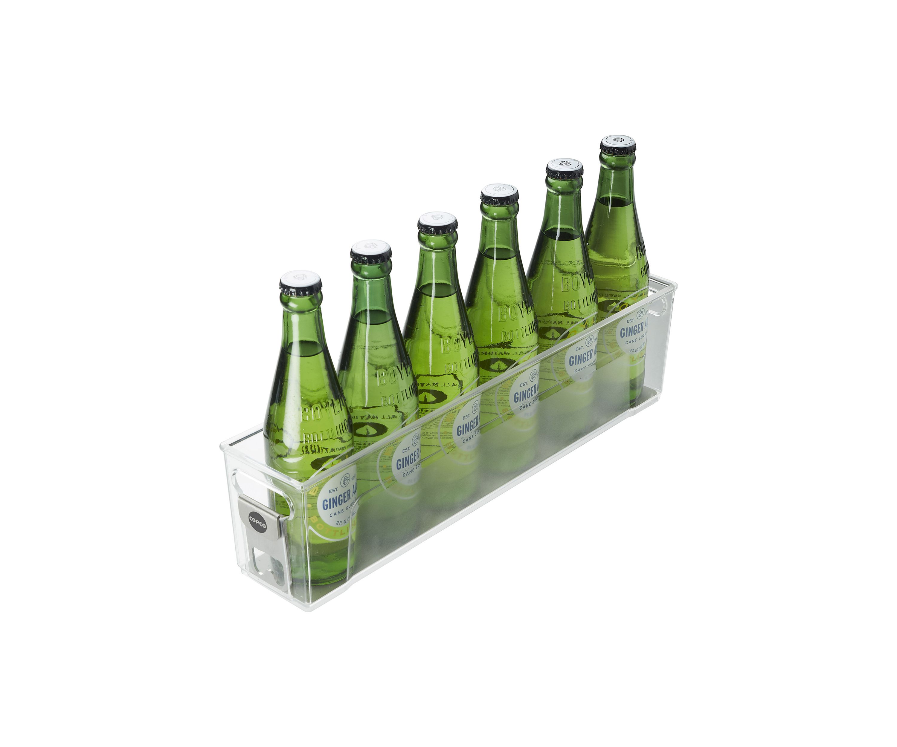 Glass Bottle Bin with Stainless Steel Bottle Opener