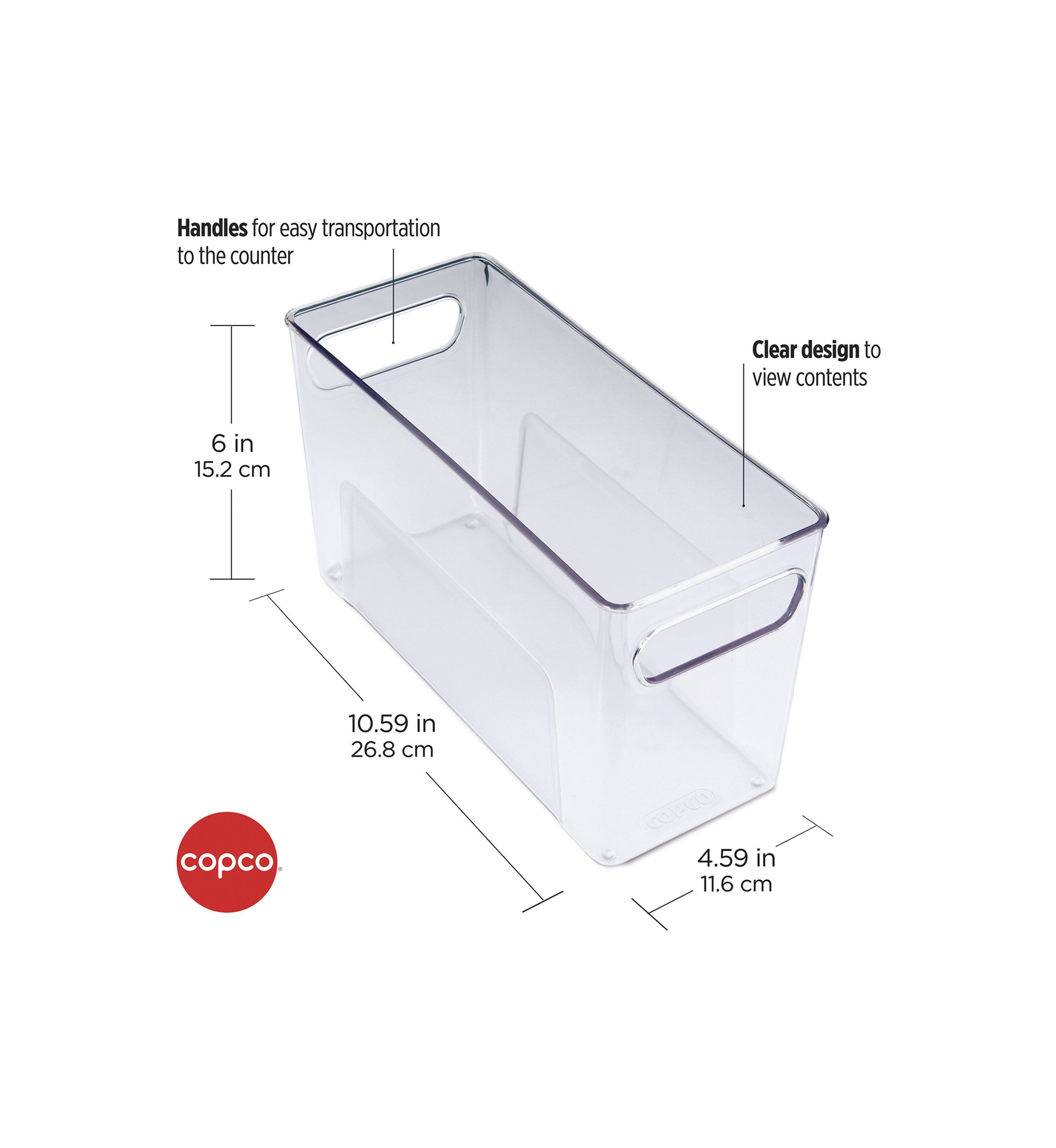 Narrow Fridge Bin - Clear