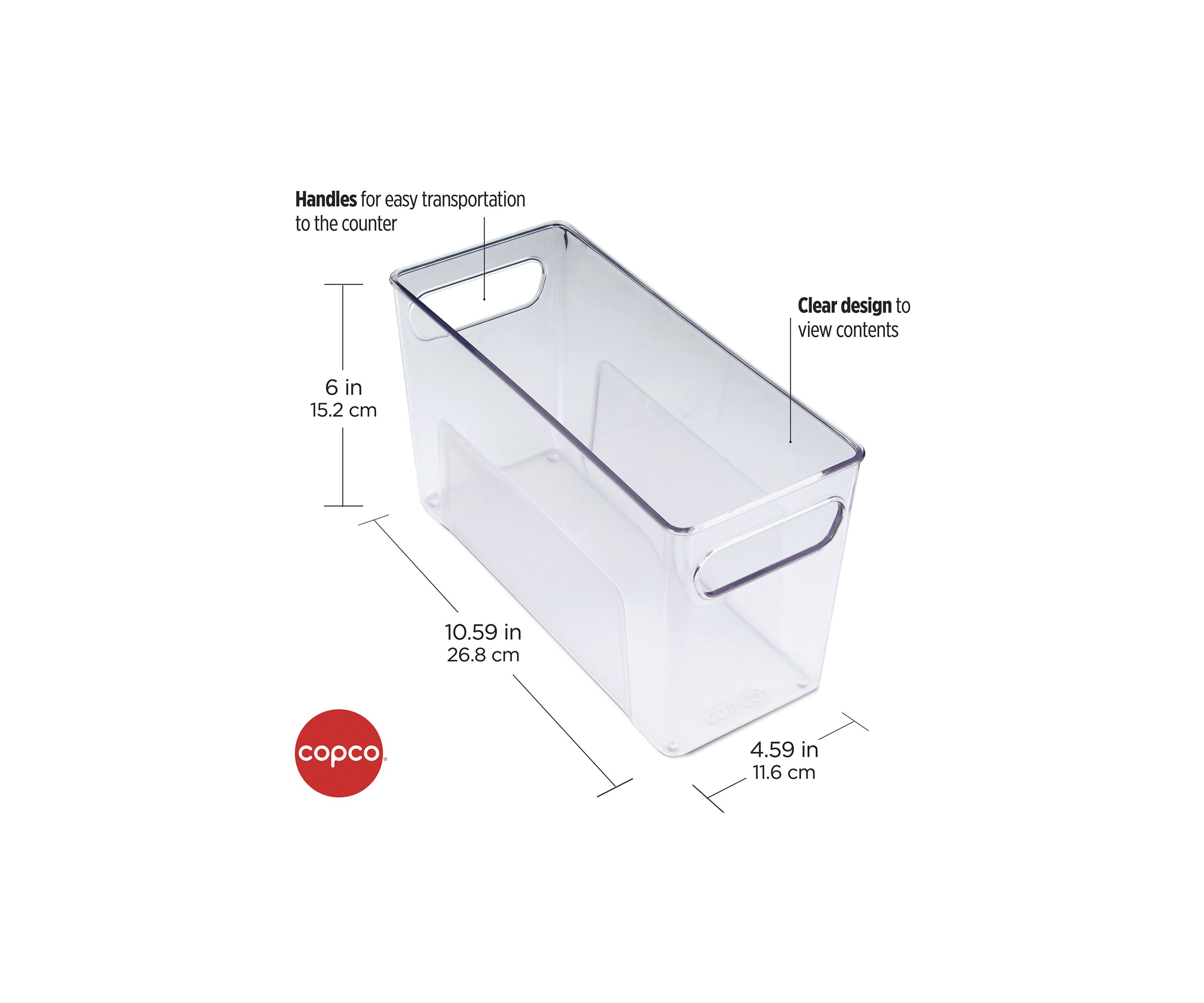Narrow Fridge Bin - Clear