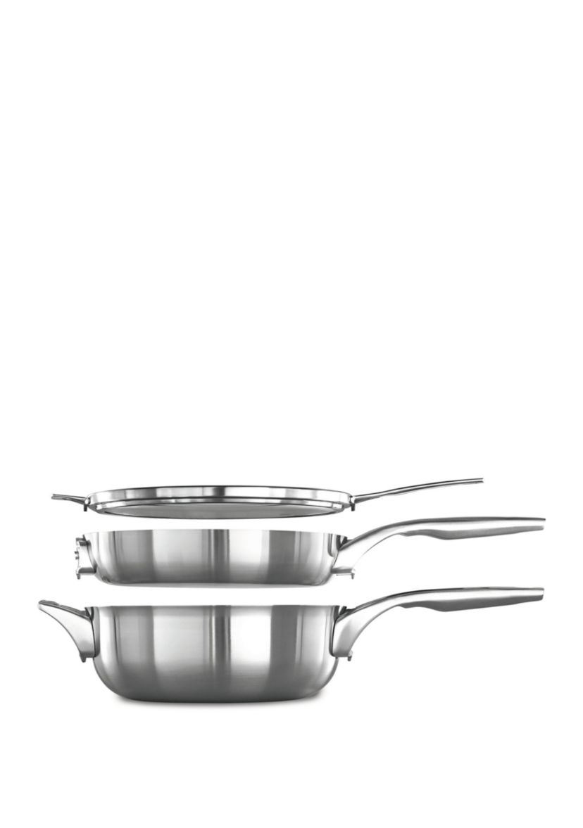 Premier™ Space Saving Stainless Steel 3 Piece 10-In. Stack Cookware Set