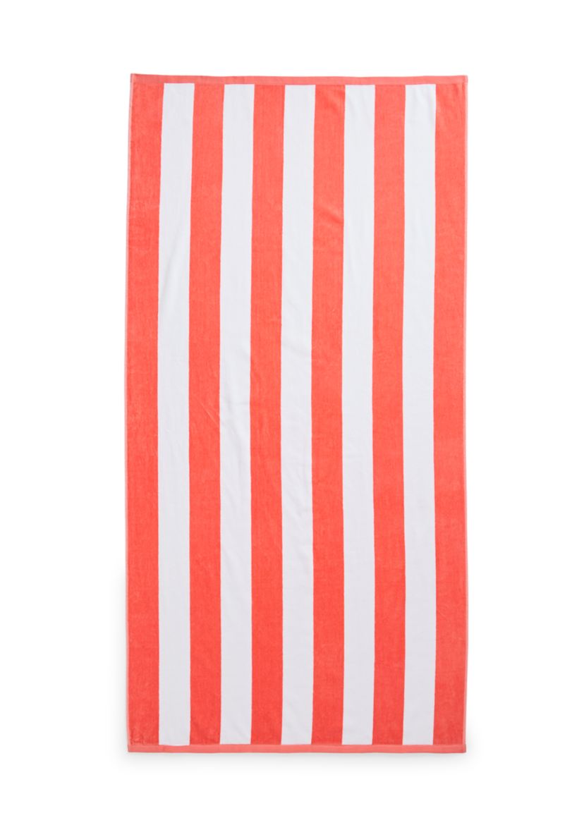 Crown & Ivy™ Cabana Stripe Coral Jacquard Beach Towel | Belk