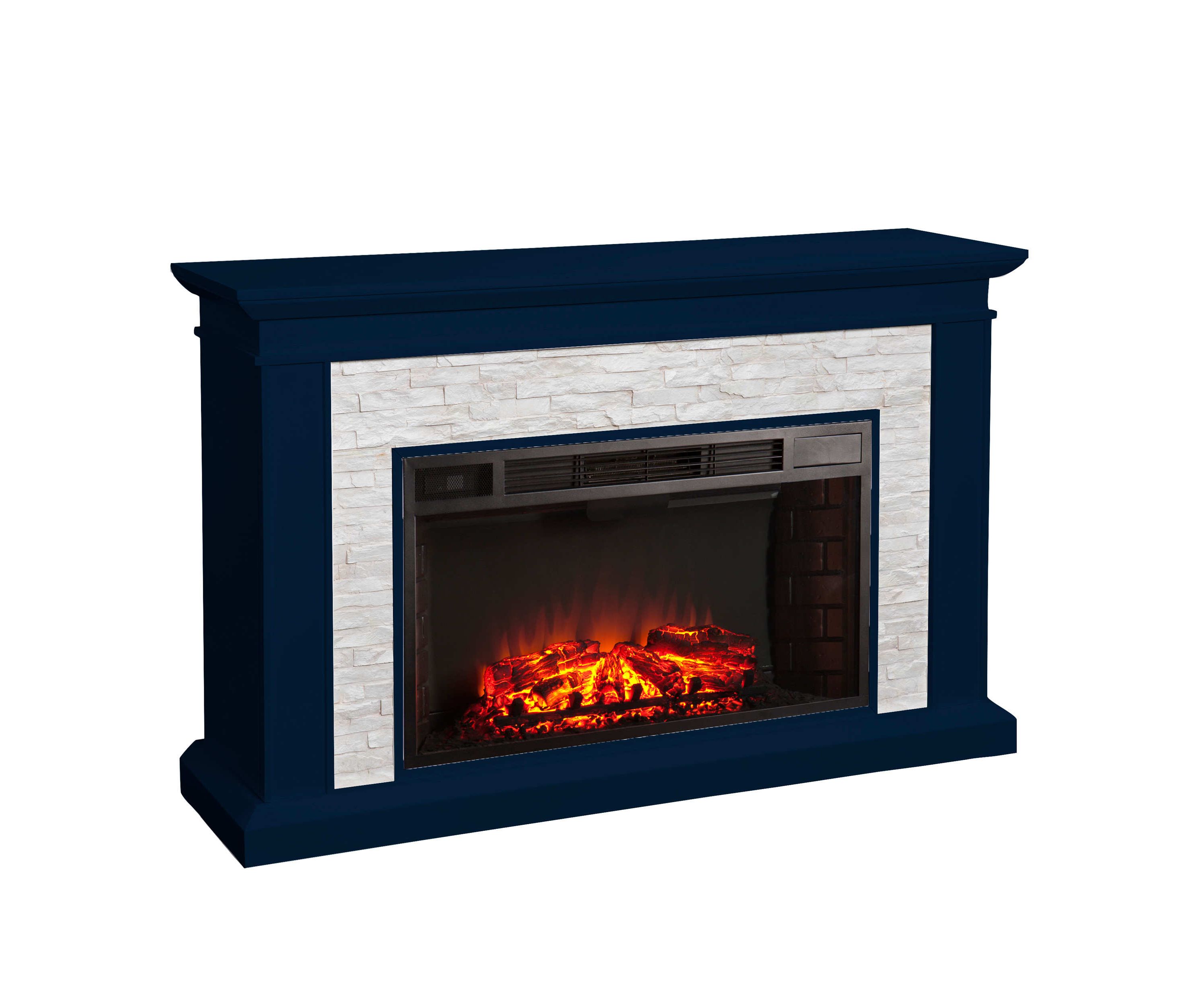 Ledgestone Electric Fireplace with Stacked Faux Stone