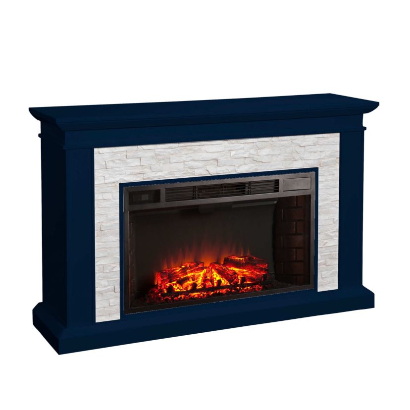 Ledgestone Electric Fireplace with Stacked Faux Stone