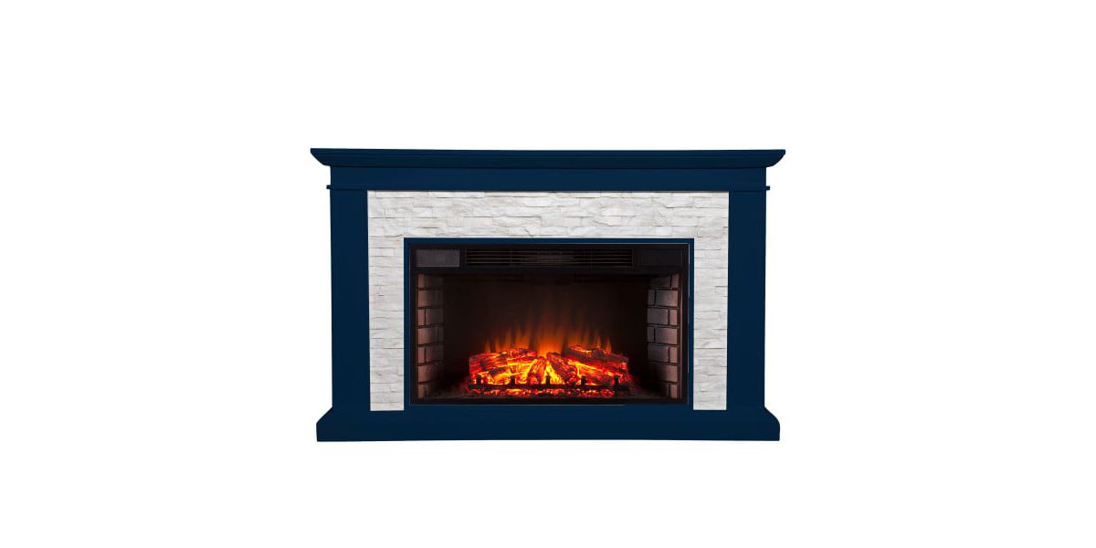 Ledgestone Electric Fireplace with Stacked Faux Stone