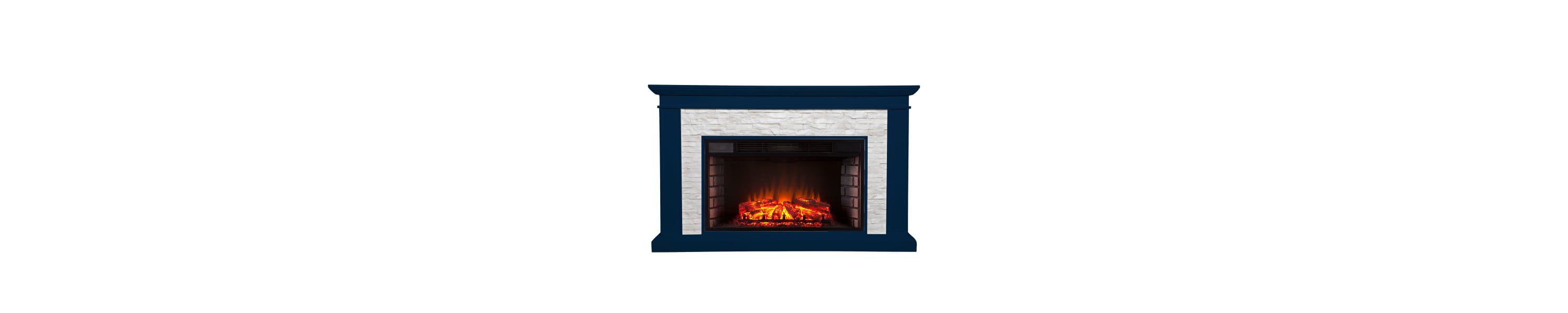 Ledgestone Electric Fireplace with Stacked Faux Stone