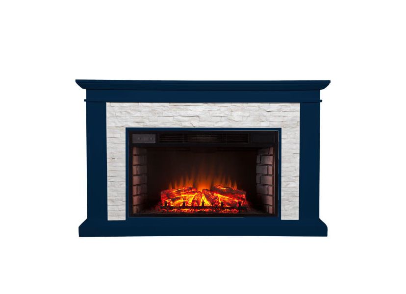 Ledgestone Electric Fireplace with Stacked Faux Stone