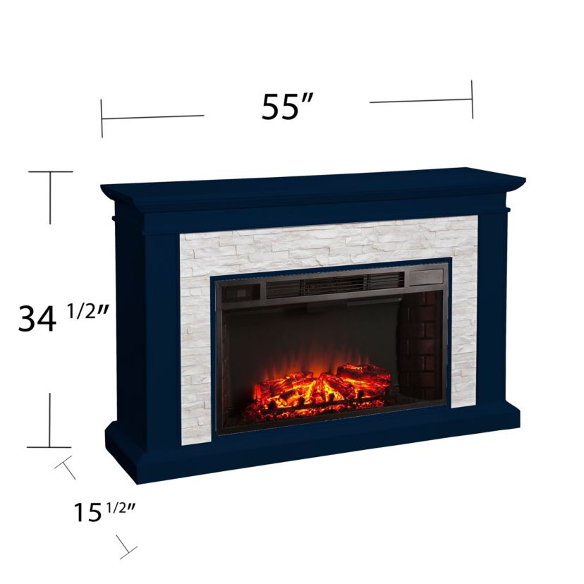 Ledgestone Electric Fireplace with Stacked Faux Stone