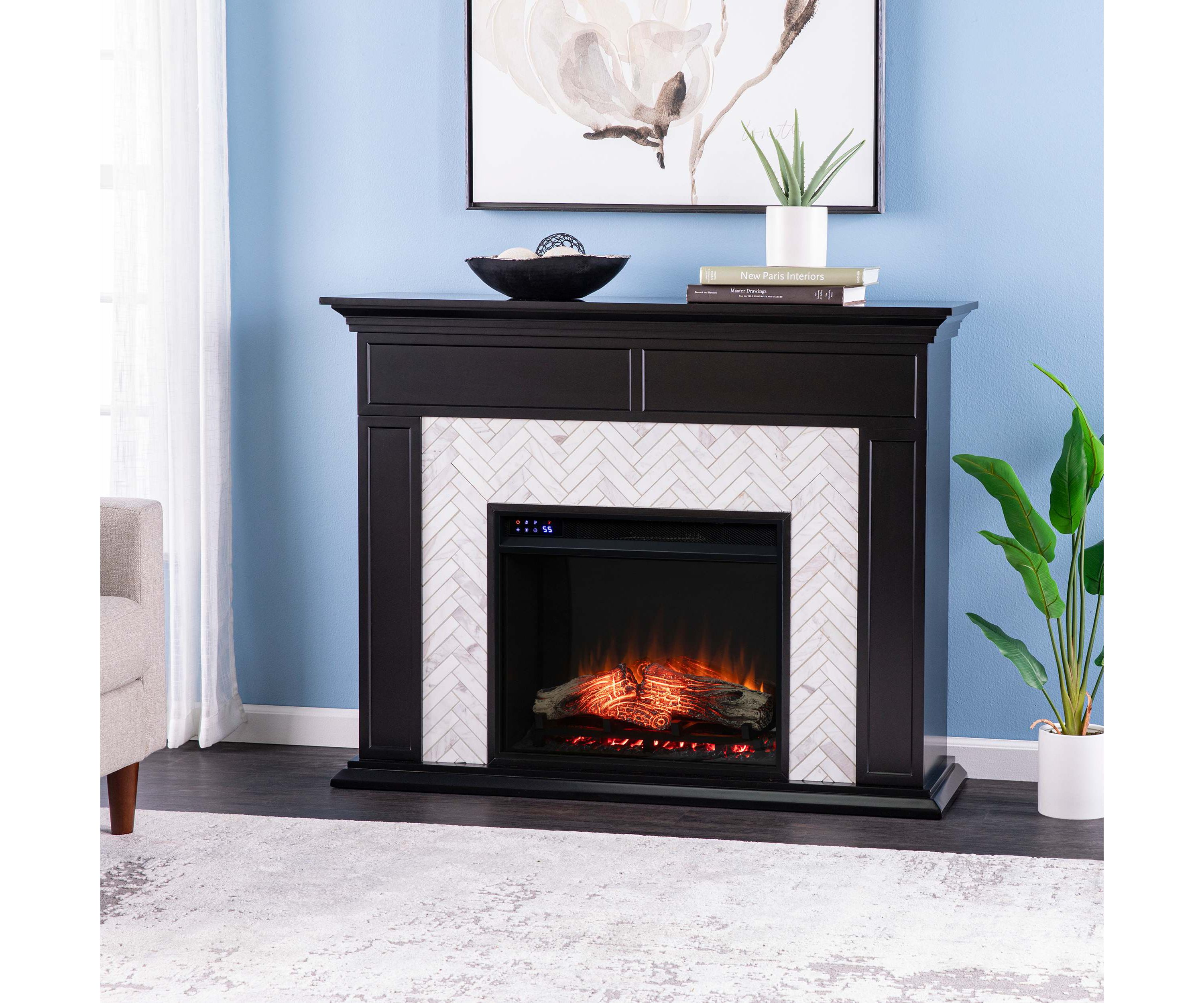 Torlington Marble Tiled Touch Screen Electric Fireplace