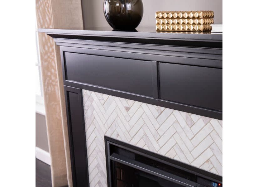 Torlington Marble Tiled Touch Screen Electric Fireplace