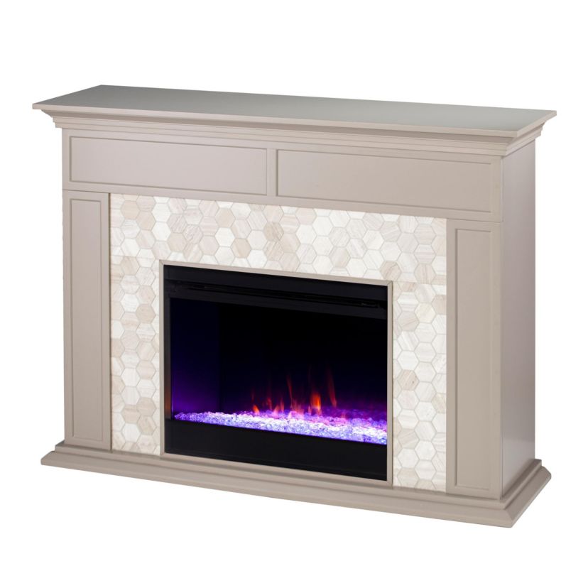 Torlington Color Changing Marble Tiled Fireplace