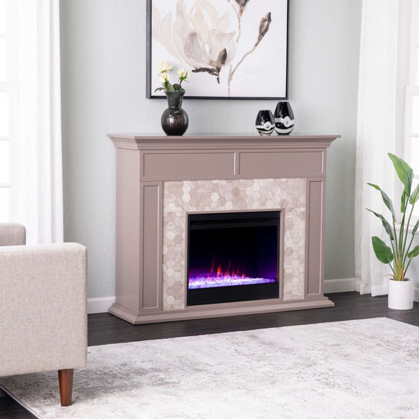 Torlington Color Changing Marble Tiled Fireplace
