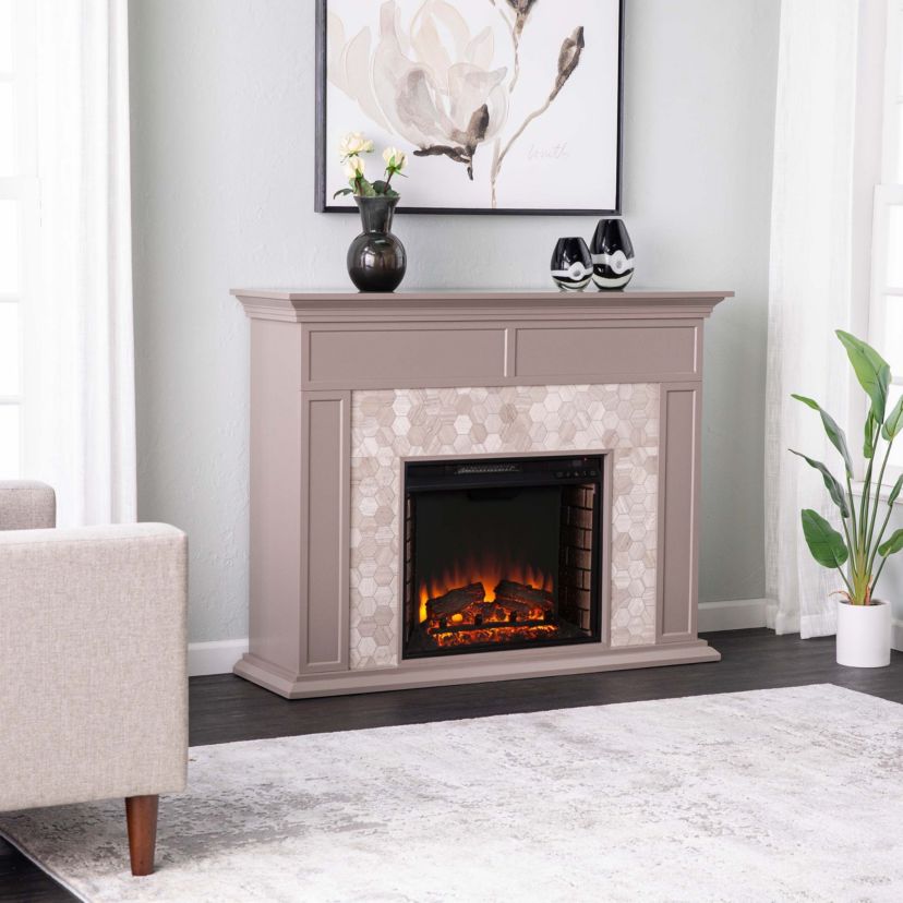 Torlington Marble Tiled Electric Fireplace