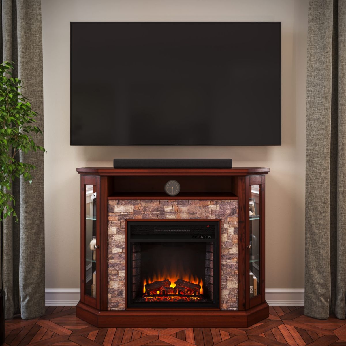 Redden Corner-Convertible Electric Fireplace