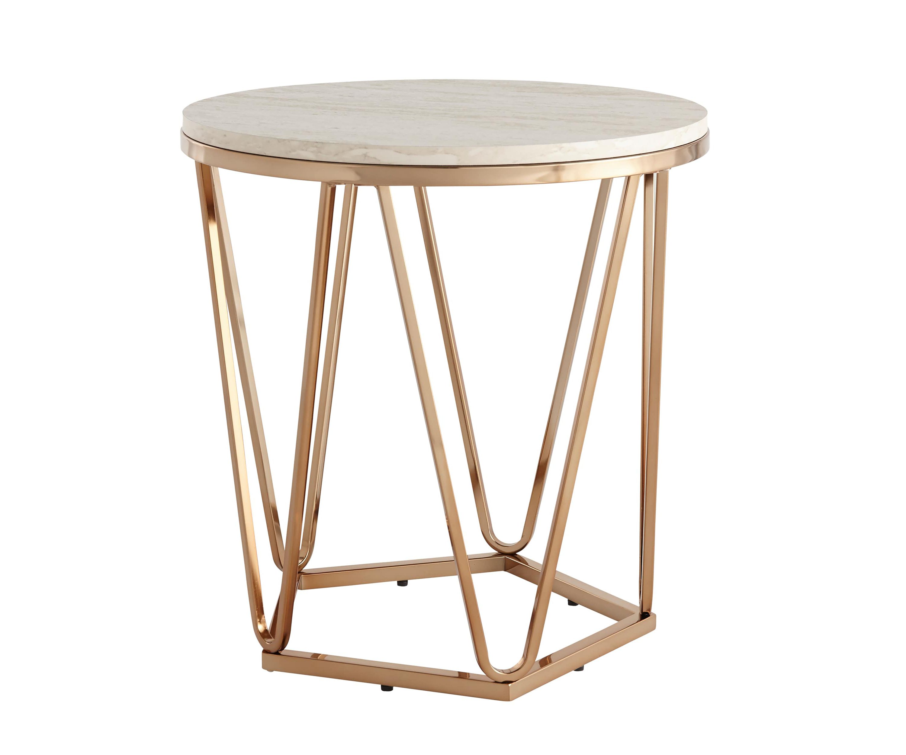 Luna Round Faux Stone End Table