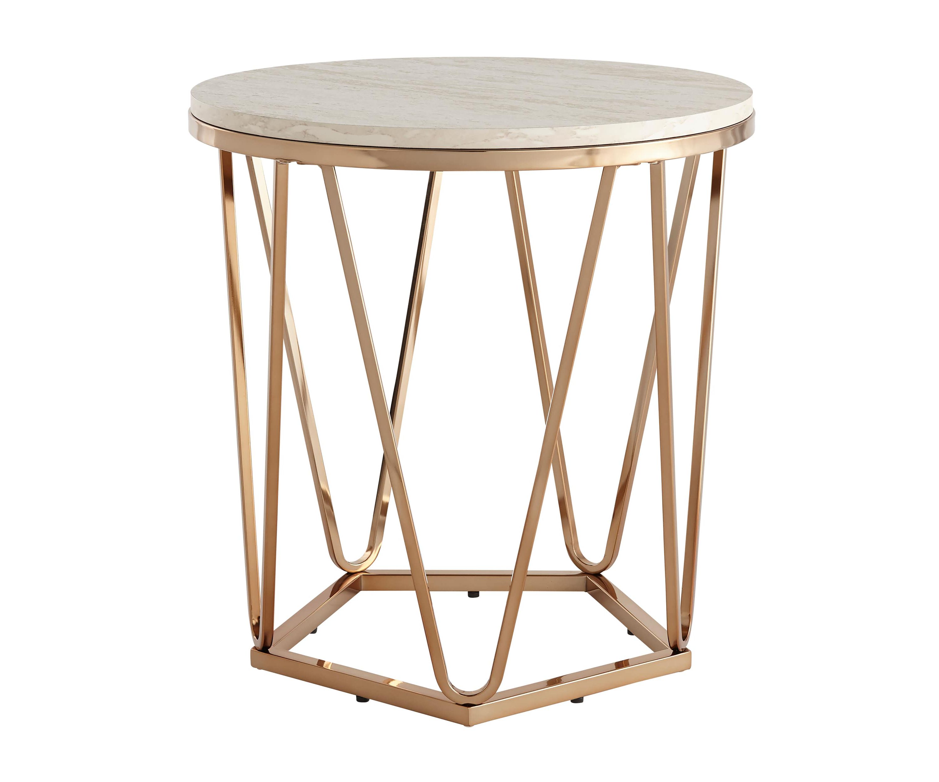 Luna Round Faux Stone End Table