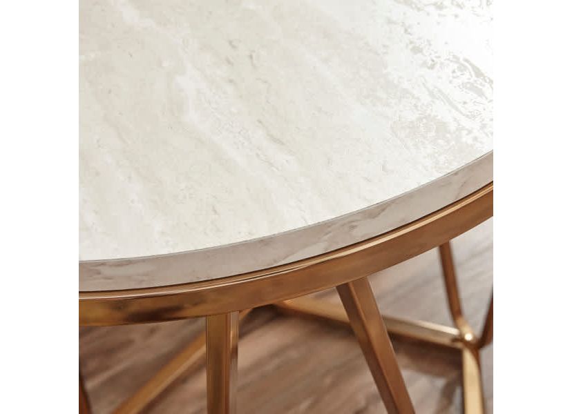 Luna Round Faux Stone End Table