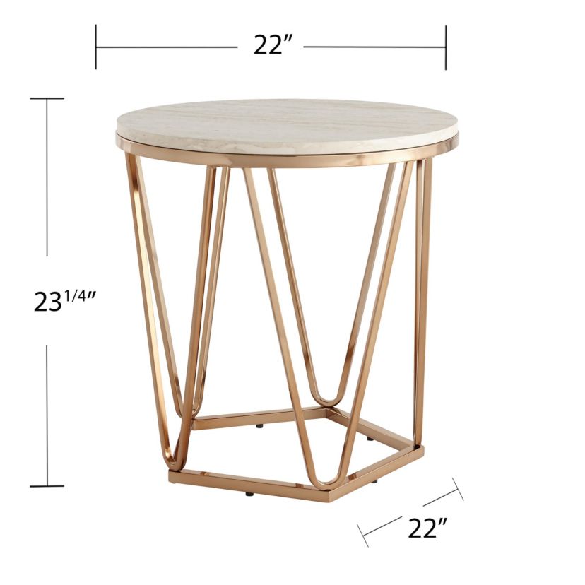 Luna Round Faux Stone End Table