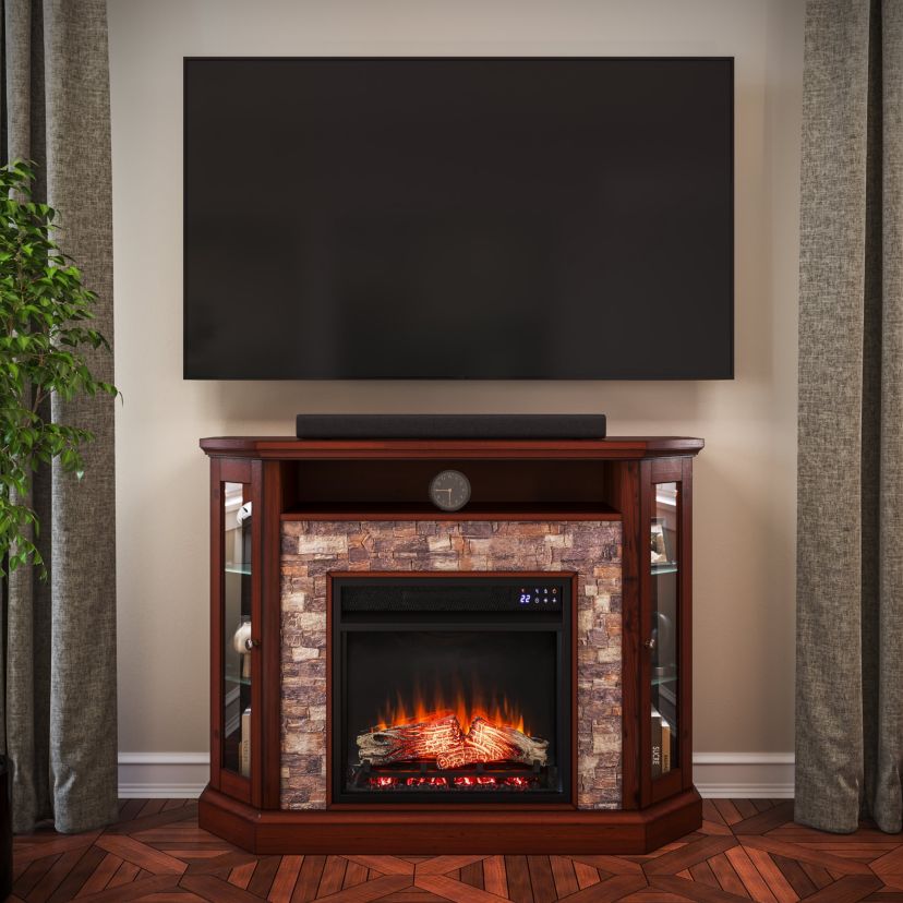 Redden Corner-Convertible Electric Fireplace with Touch Screen