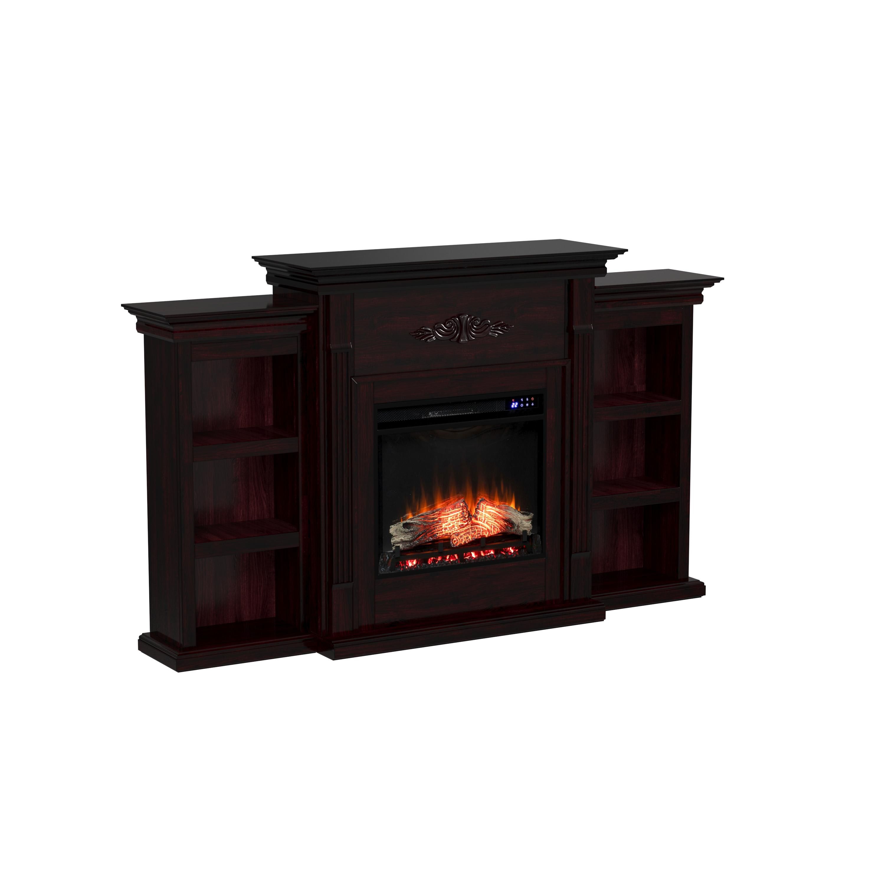 Tennyson Touch Screen Electric Fireplace with Bookcases