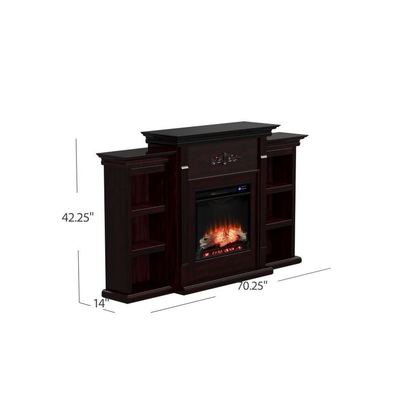 Tennyson Touch Screen Electric Fireplace with Bookcases