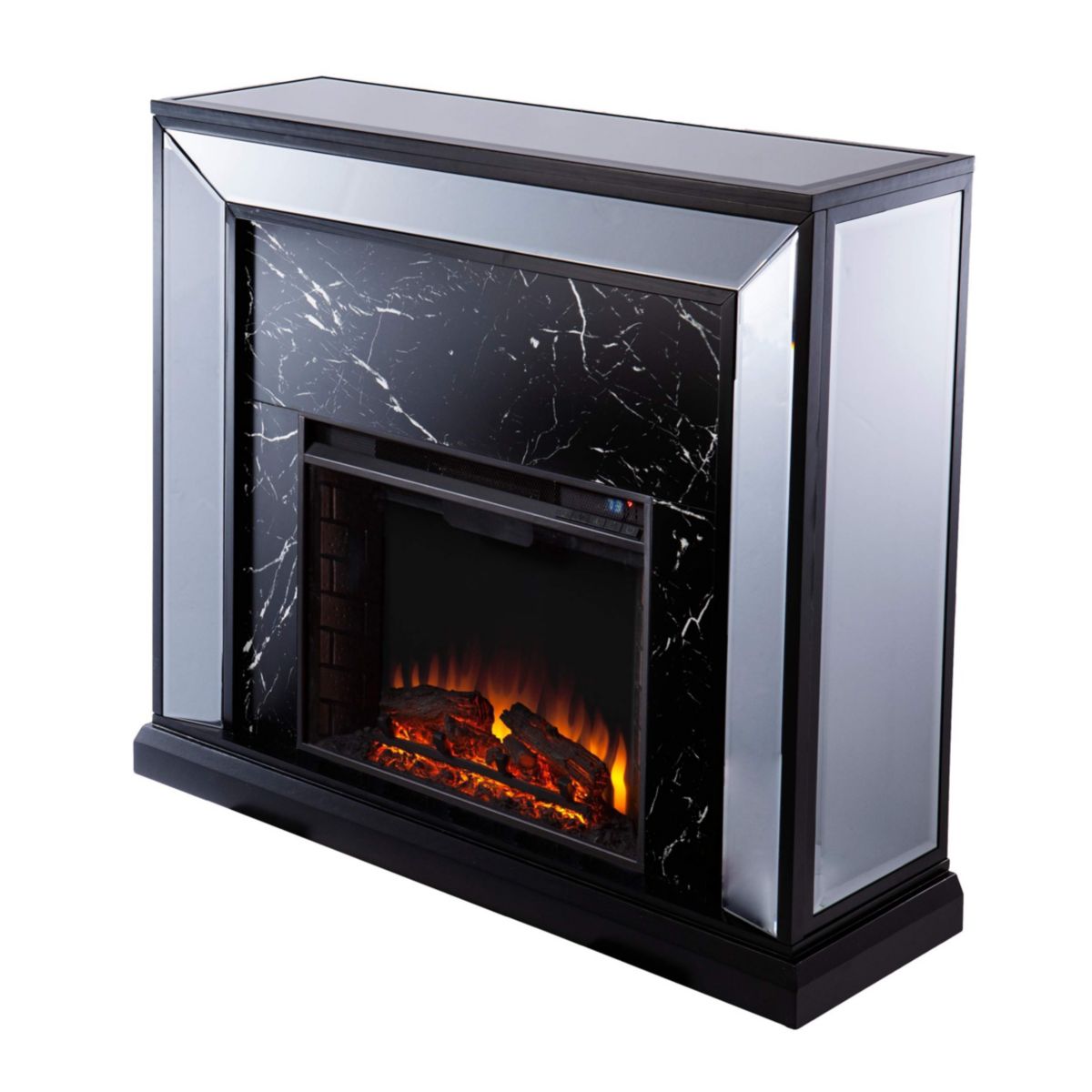 Trandling Mirrored Faux Marble Fireplace