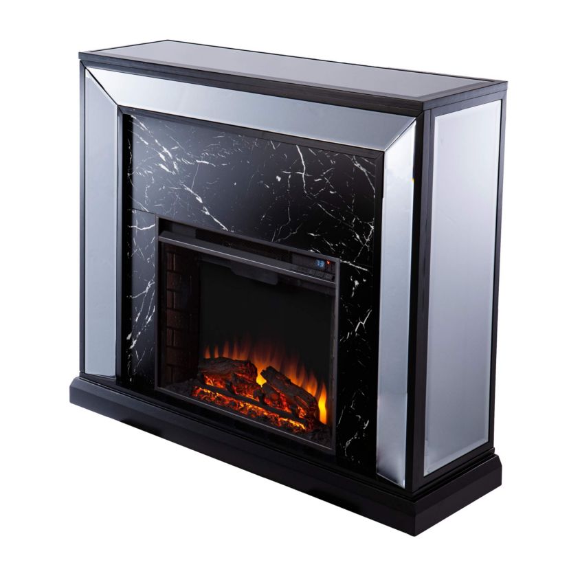 Trandling Mirrored Faux Marble Fireplace