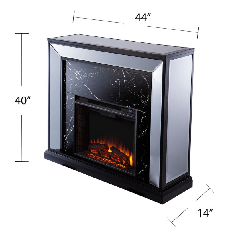 Trandling Mirrored Faux Marble Fireplace
