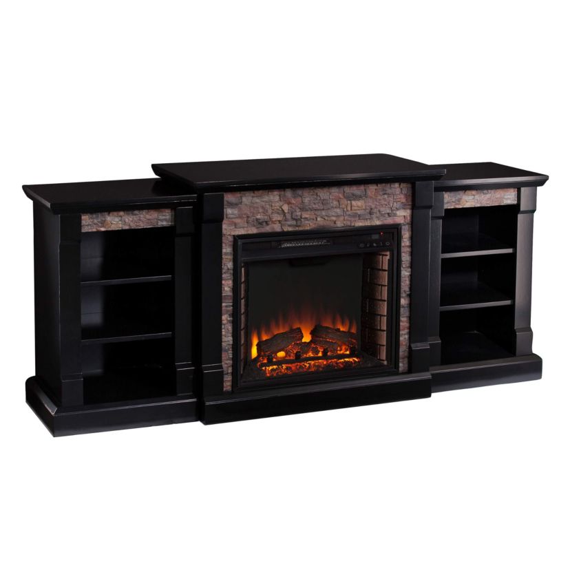 Gallatin Electric Fireplace w/ Bookcases