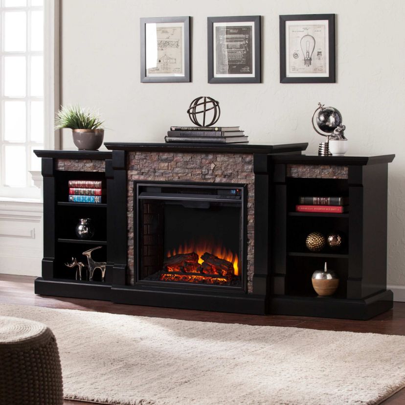 Gallatin Electric Fireplace w/ Bookcases