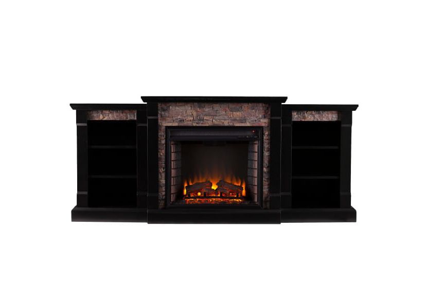 Gallatin Electric Fireplace w/ Bookcases