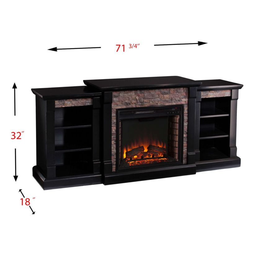 Gallatin Electric Fireplace w/ Bookcases