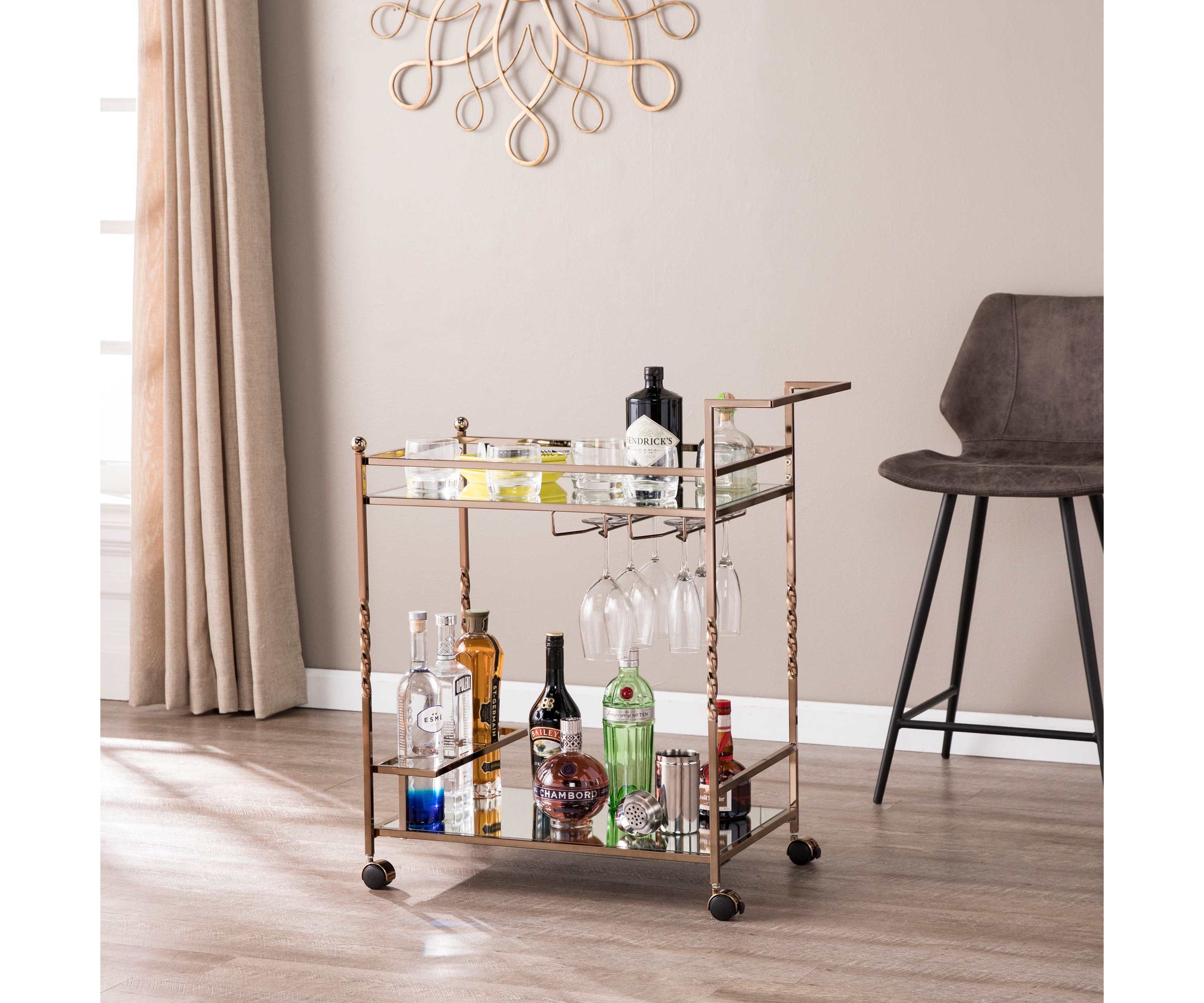 Ivers Metal Mirrored Bar Cart