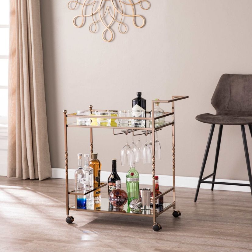 Ivers Metal Mirrored Bar Cart