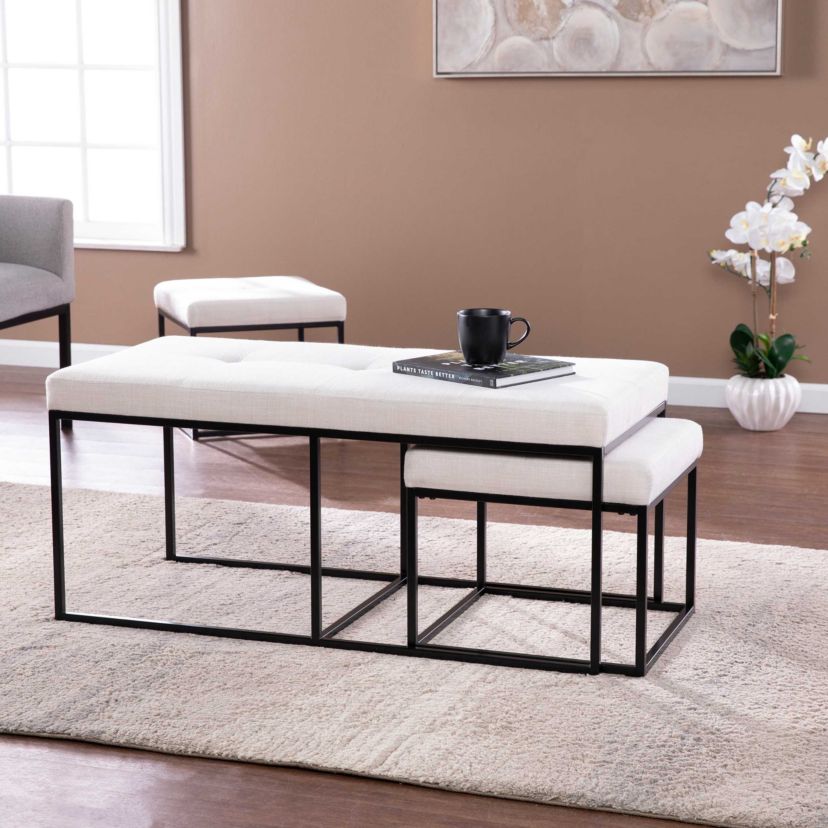 Daltern Upholstered Ottomans – 3 Piece Set