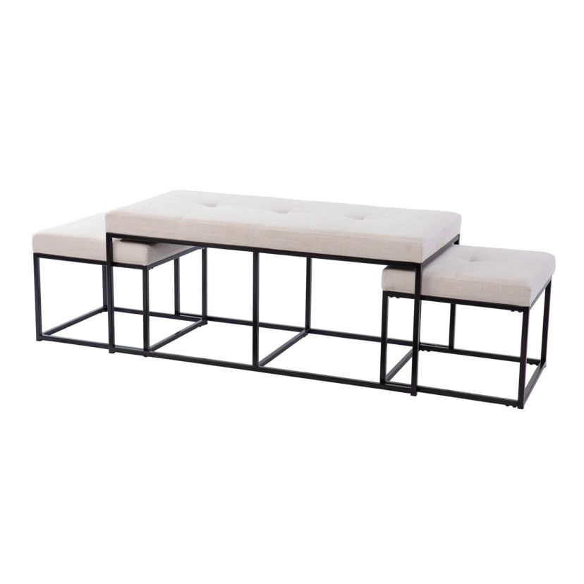 Daltern Upholstered Ottomans – 3 Piece Set