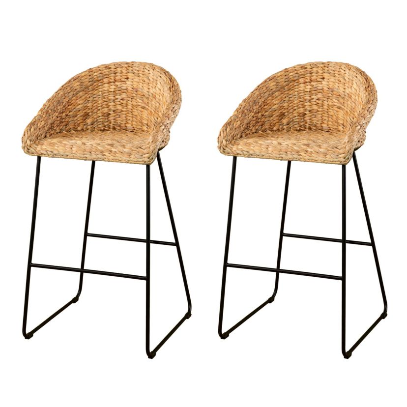 Landrine Water Hyacinth Bar Stools – 2 Piece Set