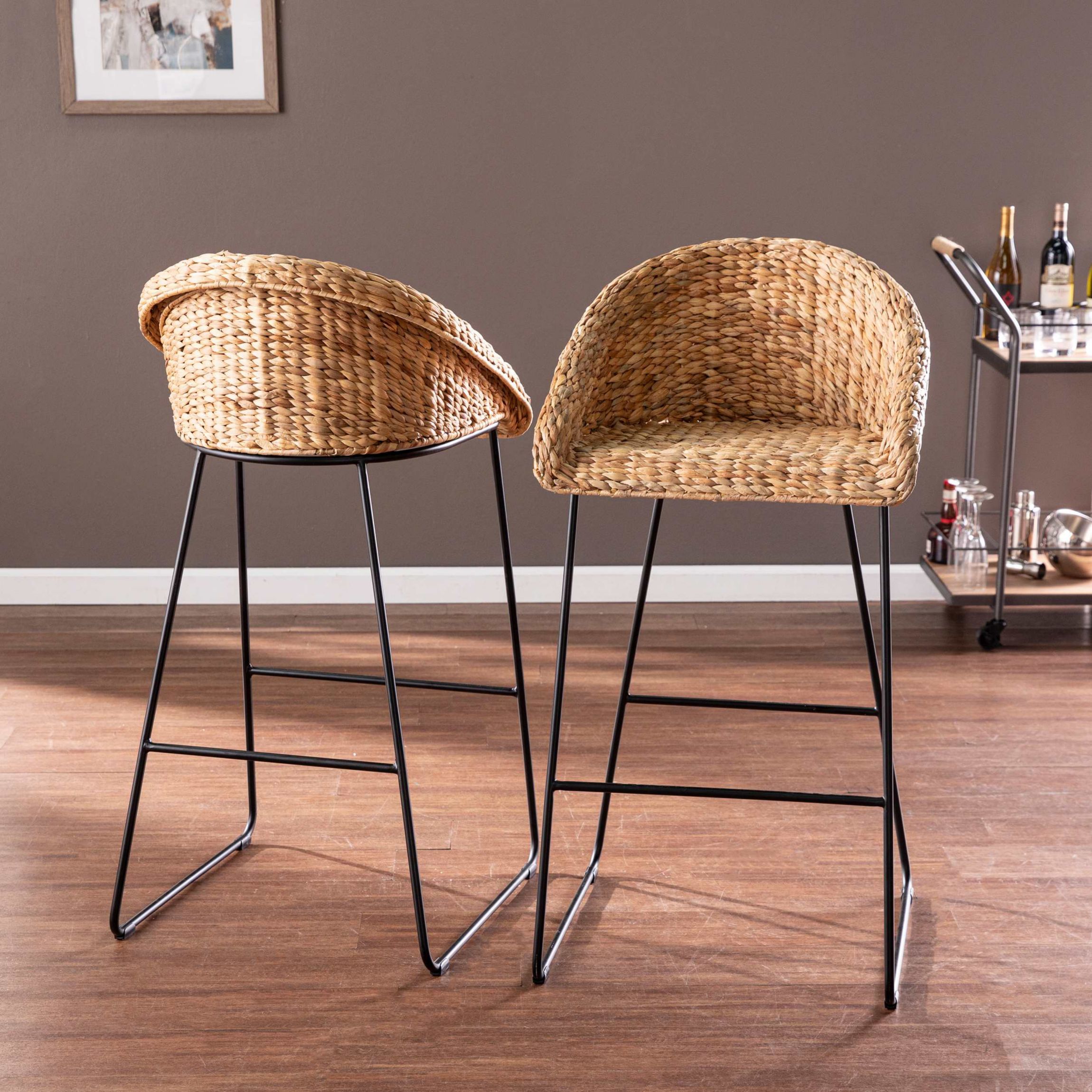 Landrine Water Hyacinth Bar Stools – 2 Piece Set