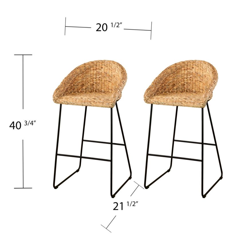 Landrine Water Hyacinth Bar Stools – 2 Piece Set
