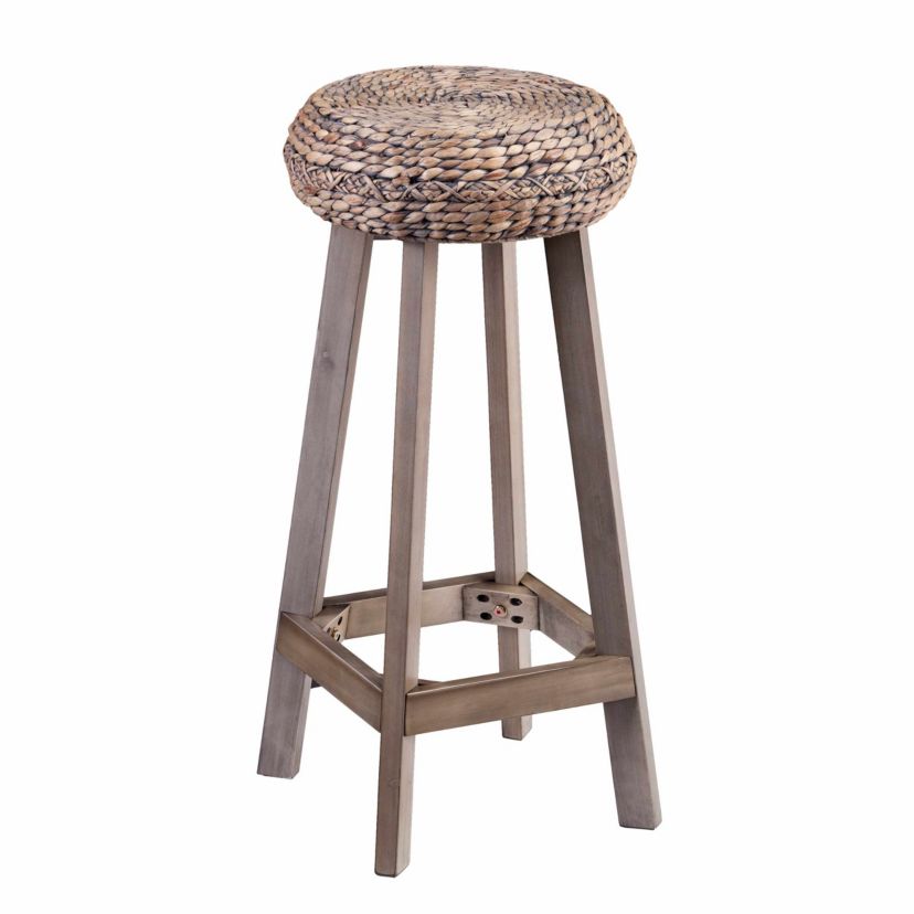Rutina Round Backless Water Hyacinth 30" Barstools 2 Piece Set